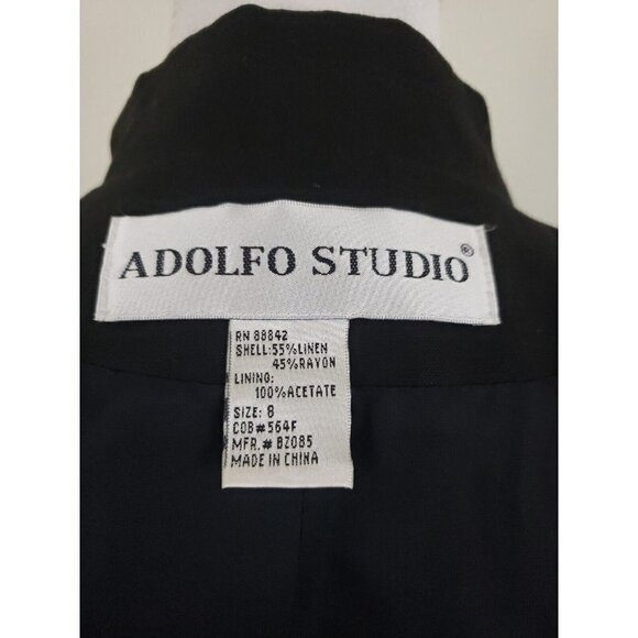 ADOLFO STUDIO ~Woman Size 8~ Black Blazer Long Sleeve Linen Blend Jacket. - Picture 8 of 12